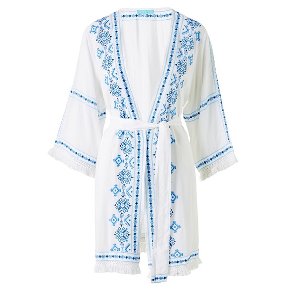 KARA WHITE/BLUE KAFTAN - Picture 1 of 3